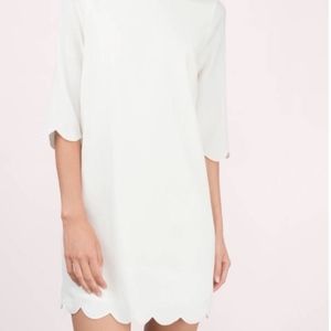 SWEETLY SCALLOPED CREAM SHIFT DRESS